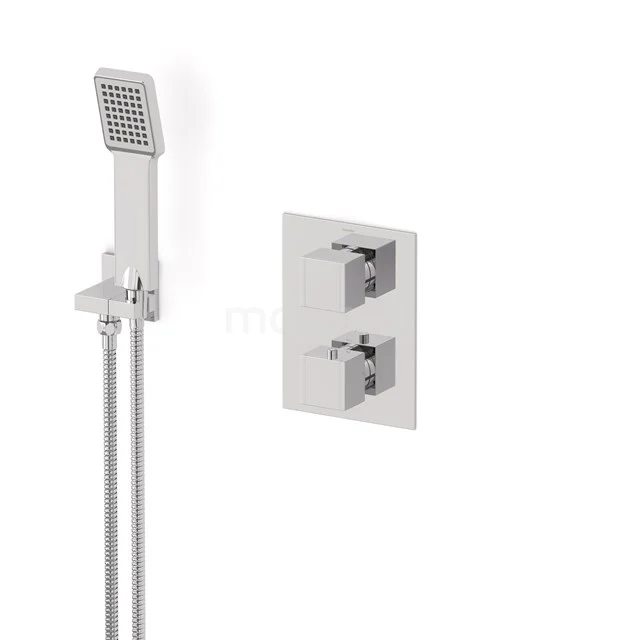 Cubic concealed shower mixer set | Chrome Thermostatic mixer with handheld shower 1 position AIC22-00015