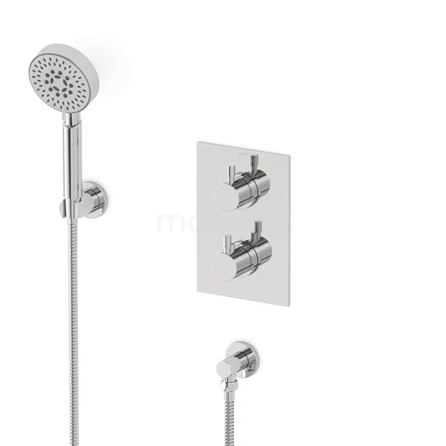 Radius concealed shower mixer set | Chrome Thermostatic mixer with handheld shower 5 positions AIC55-00006