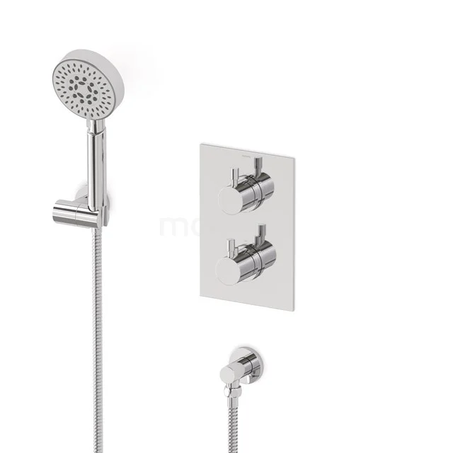 Radius concealed shower mixer set | Chrome Thermostatic mixer with handheld shower 5 positions AIC55-00008