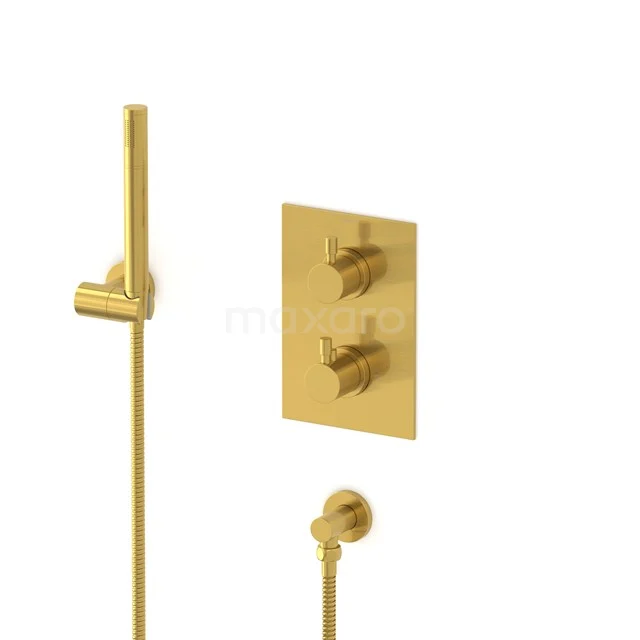 Radius concealed shower mixer set | Gold Thermostatic mixer with handheld shower 1 position AIG55-00003