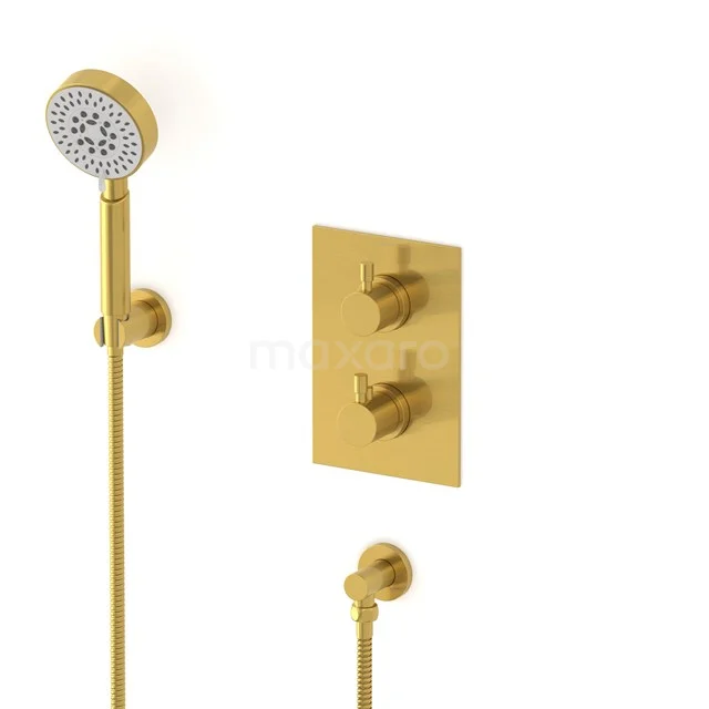 Radius concealed shower mixer set | Gold Thermostatic mixer with handheld shower 5 positions AIG55-00006