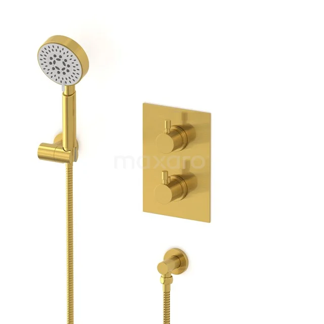 Radius concealed shower mixer set | Gold Thermostatic mixer with handheld shower 5 positions AIG55-00008