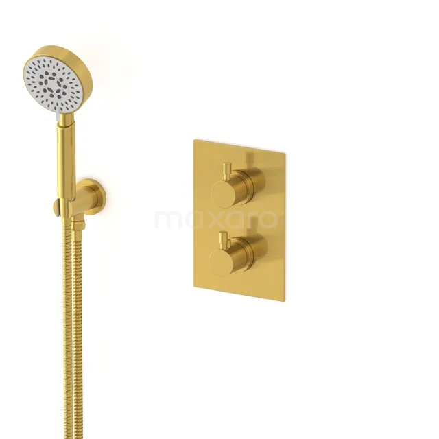 Radius concealed shower mixer set | Gold Thermostatic mixer with handheld shower 5 positions AIG55-00009