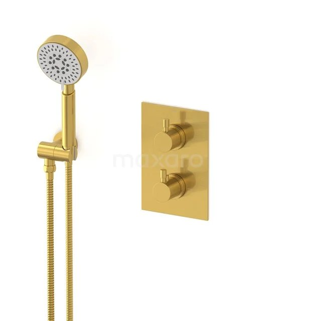 Radius concealed shower mixer set | Gold Thermostatic mixer with handheld shower 5 positions AIG55-00010