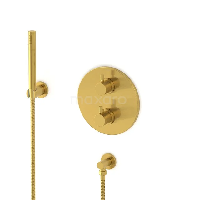 Radius concealed shower mixer set | Gold Thermostatic mixer with handheld shower 1 position AIG55-00011