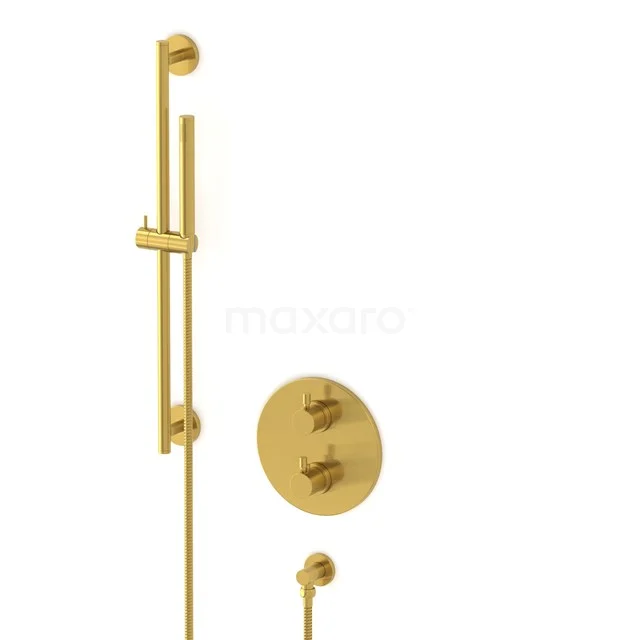 Radius concealed shower mixer set | Gold Thermostatic mixer with handheld shower 1 position AIG55-00012