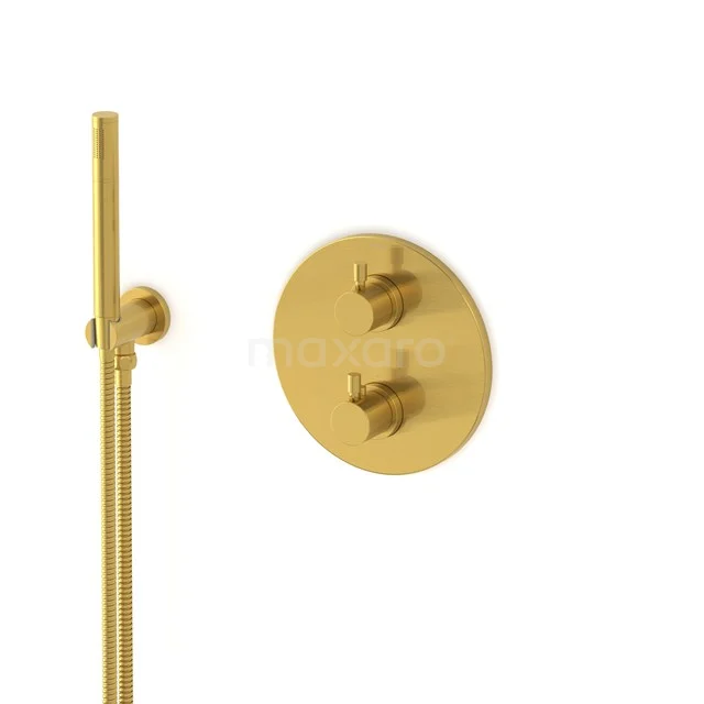 Radius concealed shower mixer set | Gold Thermostatic mixer with handheld shower 1 position AIG55-00014
