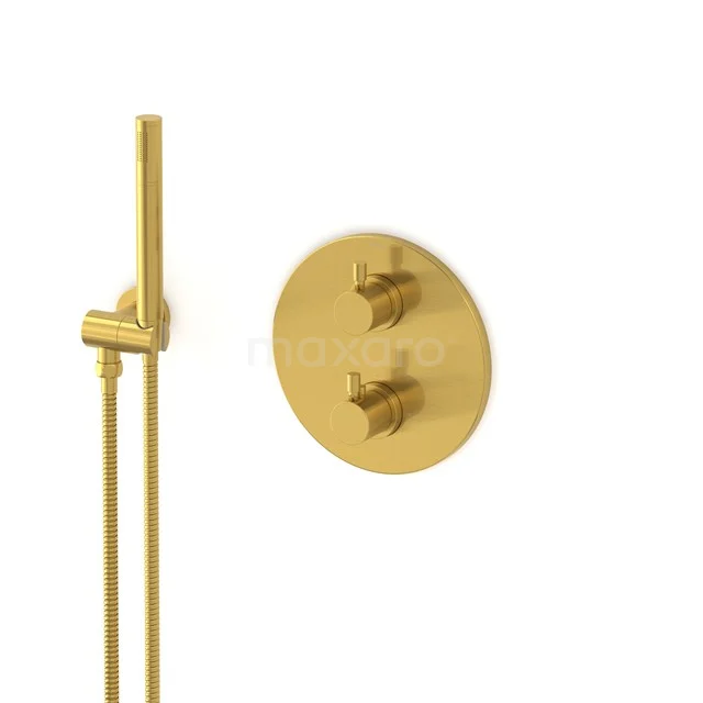 Radius concealed shower mixer set | Gold Thermostatic mixer with handheld shower 1 position AIG55-00015