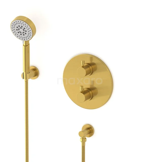 Radius concealed shower mixer set | Gold Thermostatic mixer with handheld shower 5 positions AIG55-00016