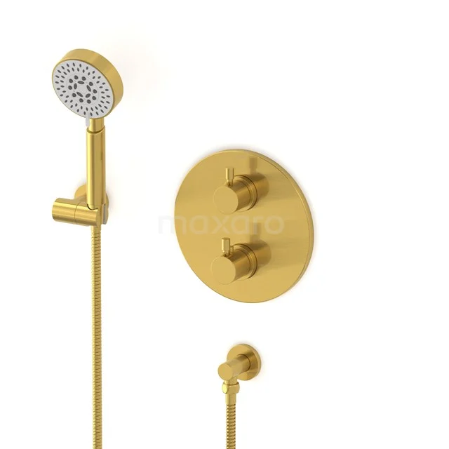 Radius Unterputz-Brausegarnitur | Gold Thermostatarmatur mit Handbrause 5 Positionen AIG55-00018