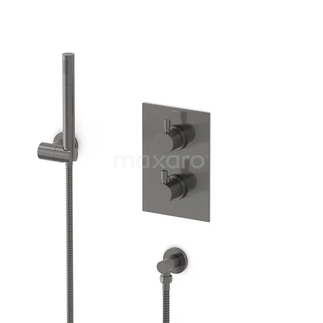 Radius concealed shower mixer set | Black metal Thermostatic mixer with handheld shower 1 position AIM55-00003