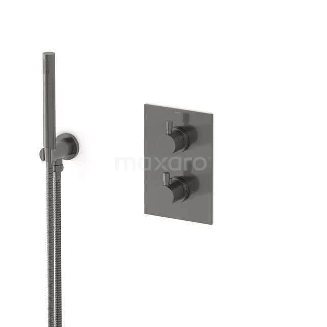Radius concealed shower mixer set | Black metal Thermostatic mixer with handheld shower 1 position AIM55-00004