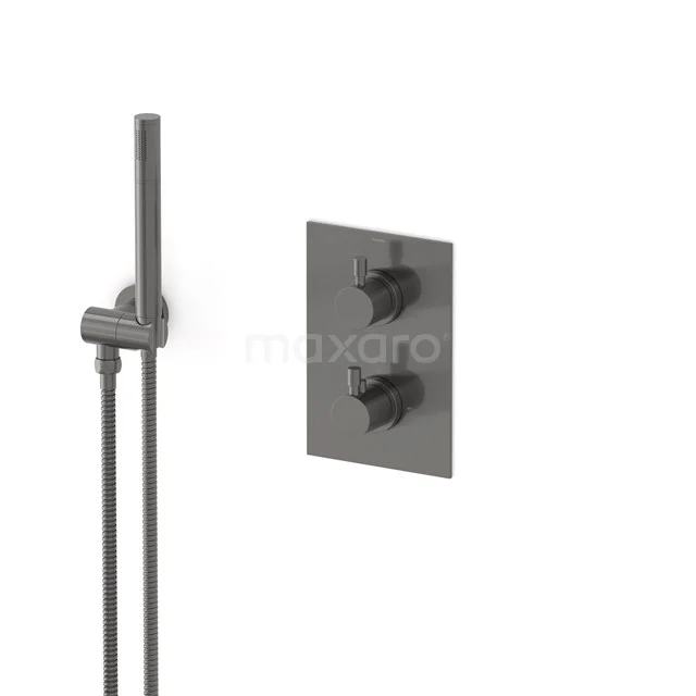 Radius concealed shower mixer set | Black metal Thermostatic mixer with handheld shower 1 position AIM55-00005