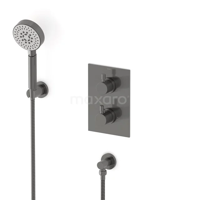 Radius Unterputz-Brausegarnitur | Schwarzes Metall Thermostatarmatur mit Handbrause 5 Positionen AIM55-00006 Radius Unterputz-Brausegarnitur | Schwarzes Metall Thermostatarmatur mit Handbrause 5 Positionen AIM55-00006