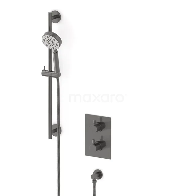 Radius Unterputz-Brausegarnitur | Schwarzes Metall Thermostatarmatur mit Handbrause 5 Positionen AIM55-00007