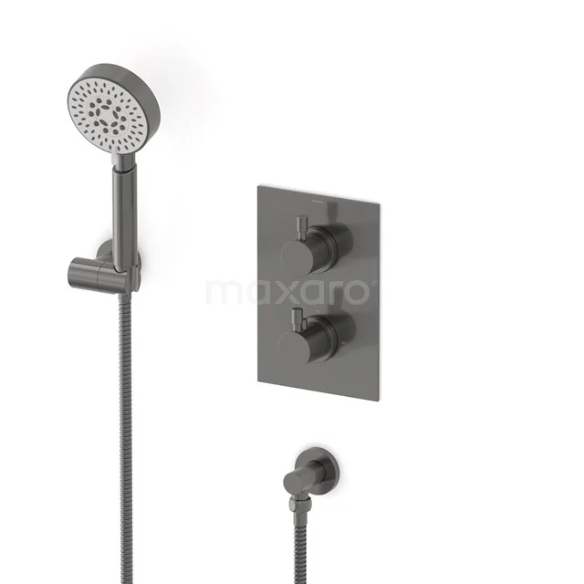 Radius concealed shower mixer set | Black metal Thermostatic mixer with handheld shower 5 positions AIM55-00008