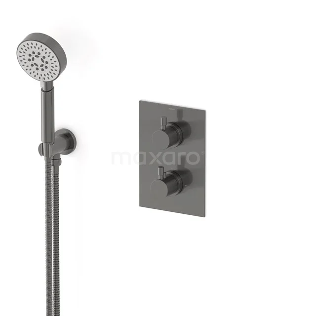 Radius Unterputz-Brausegarnitur | Schwarzes Metall Thermostatarmatur mit Handbrause 5 Positionen AIM55-00009 Radius Unterputz-Brausegarnitur | Schwarzes Metall Thermostatarmatur mit Handbrause 5 Positionen AIM55-00009