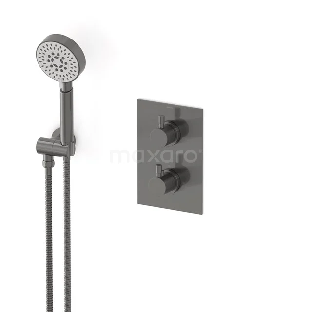 Radius Unterputz-Brausegarnitur | Schwarzes Metall Thermostatarmatur mit Handbrause 5 Positionen AIM55-00010