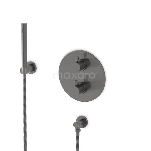 Radius concealed shower mixer set | Black metal Thermostatic mixer with handheld shower 1 position AIM55-00011