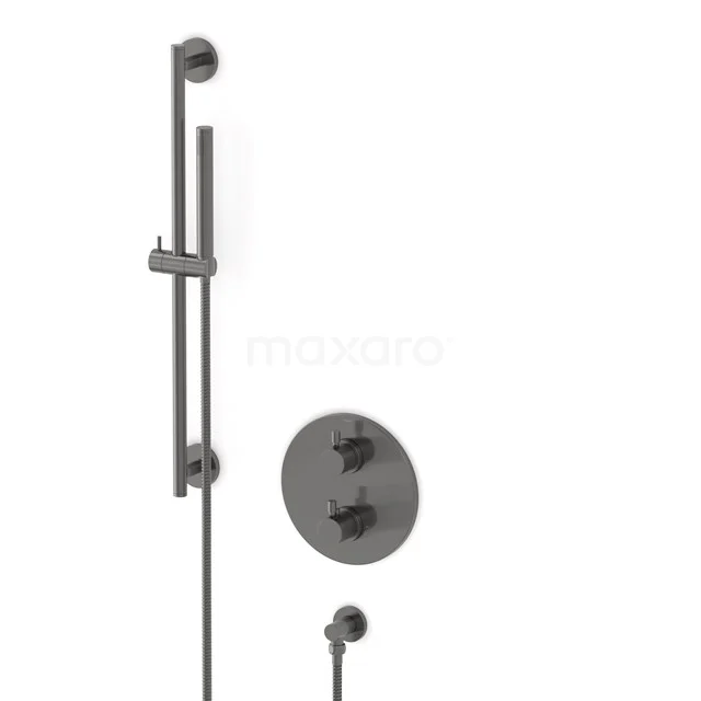 Radius Unterputz-Brausegarnitur | Schwarzes Metall Thermostatarmatur mit Handbrause 1 Position AIM55-00012