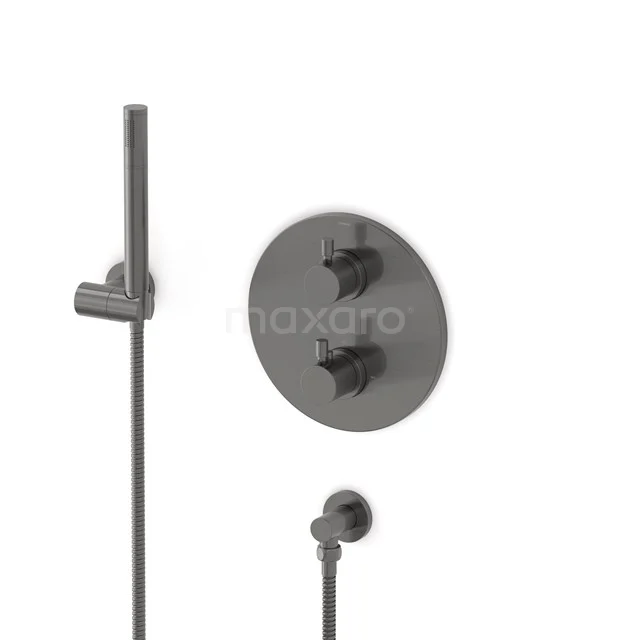 Radius concealed shower mixer set | Black metal Thermostatic mixer with handheld shower 1 position AIM55-00013
