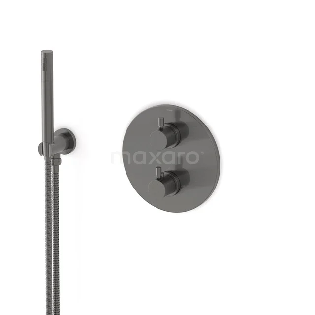 Radius concealed shower mixer set | Black metal Thermostatic mixer with handheld shower 1 position AIM55-00014