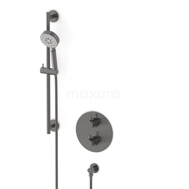 Radius Unterputz-Brausegarnitur | Schwarzes Metall Thermostatarmatur mit Handbrause 5 Positionen AIM55-00017 Radius Unterputz-Brausegarnitur | Schwarzes Metall Thermostatarmatur mit Handbrause 5 Positionen AIM55-00017