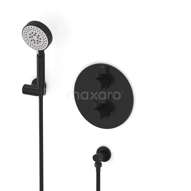 Radius Unterputz-Brausegarnitur | Schwarzes Metall Thermostatarmatur mit Handbrause 5 Positionen AIM55-00018