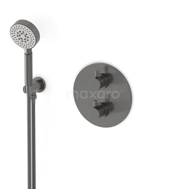 Radius concealed shower mixer set | Black metal Thermostatic mixer with handheld shower 5 positions AIM55-00019