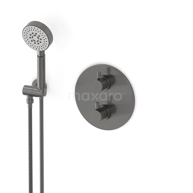 Radius concealed shower mixer set | Black metal Thermostatic mixer with handheld shower 5 positions AIM55-00020
