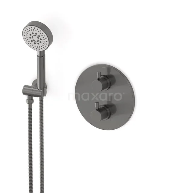 Radius Unterputz-Brausegarnitur | Schwarzes Metall Thermostatarmatur mit Handbrause 5 Positionen AIM55-00020