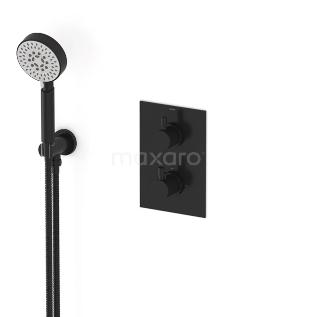 Radius Unterputz-Brausegarnitur | Schwarz Thermostatarmatur mit Handbrause 5 Positionen AIZ55-00009