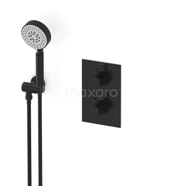 Radius Unterputz-Brausegarnitur | Schwarz Thermostatarmatur mit Handbrause 5 Positionen AIZ55-00010