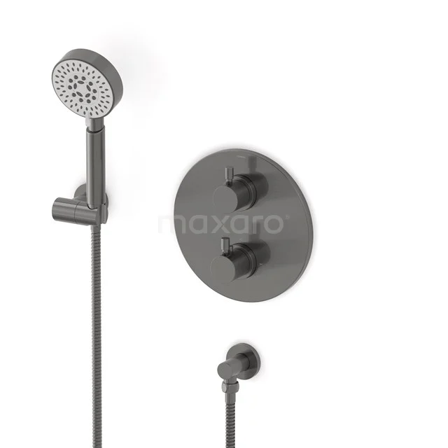 Radius Unterputz-Brausegarnitur | Schwarz Thermostatarmatur mit Handbrause 5 Positionen AIZ55-00018