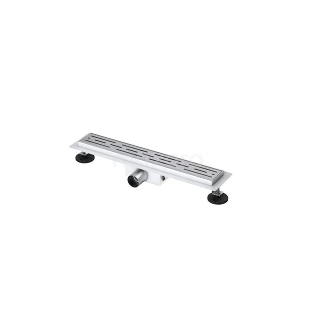 Duschrinne mit Flanschrand 50cm gestreifter Rost Edelstahl DFG01-0500 Edelstahl Duschrinne mit modernem Design, verstellbaren Füßen und rutschfestem Gitter, ideal für eine stilvolle Badezimmerabdeckung.