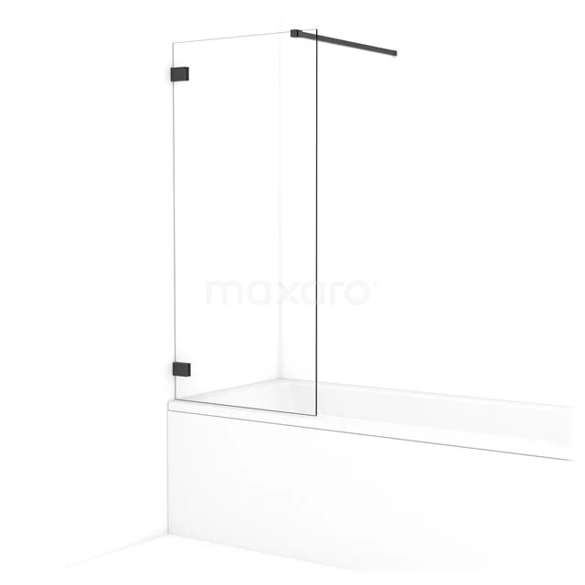 Diamond Bath screen | 70 cm Black chrome Clear glass BDA07120BC