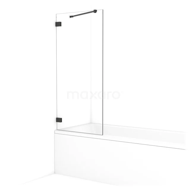 Diamond Bath screen | 70 cm Black chrome Clear glass BDA07220BC