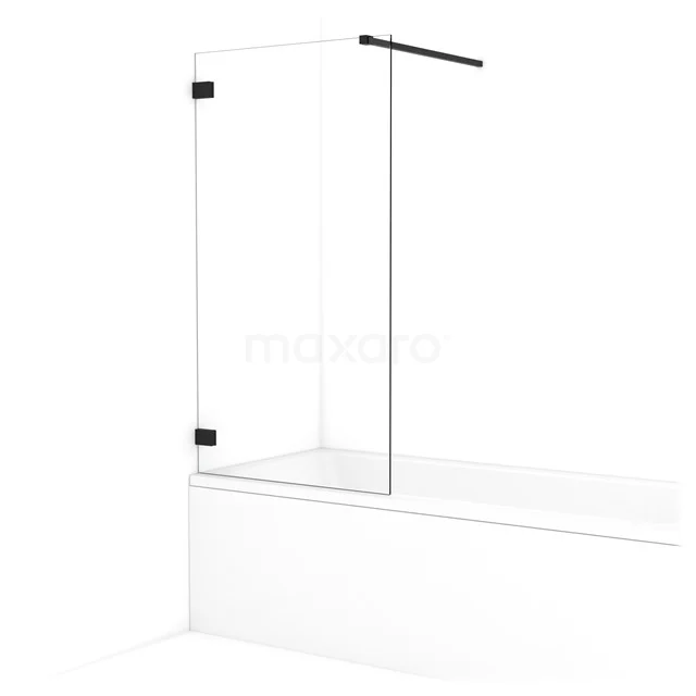 Diamond Bath Screen | 75 cm Matte black Clear glass BDA075120MB