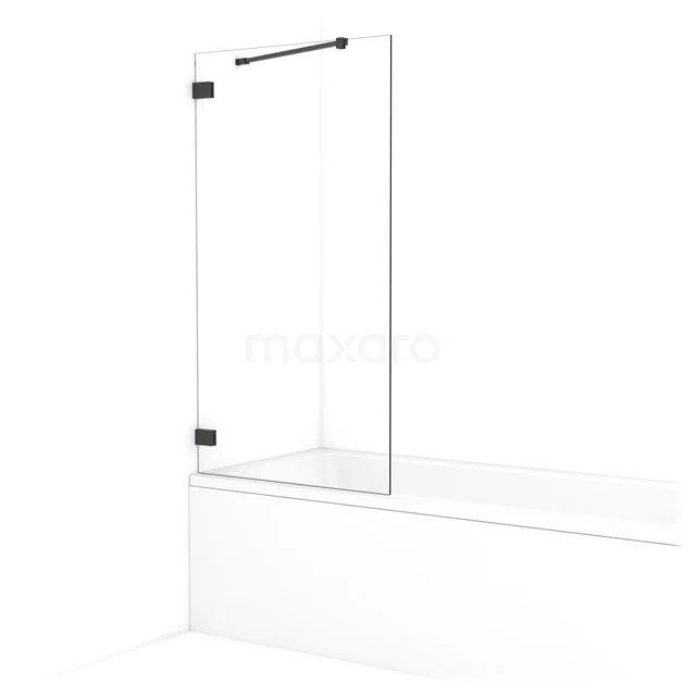 Diamond Bath screen | 80 cm Black chrome Clear glass BDA08220BC