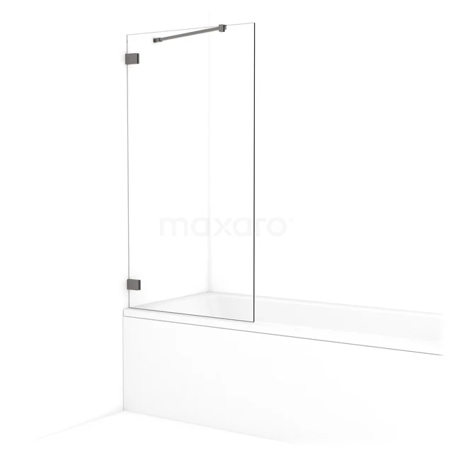 Diamond Bath screen | 75 cm Black metal Clear glass BDA075220ZM