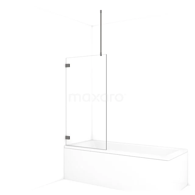 Diamond Bath screen | 80 cm Black metal Clear glass BDA08720ZM