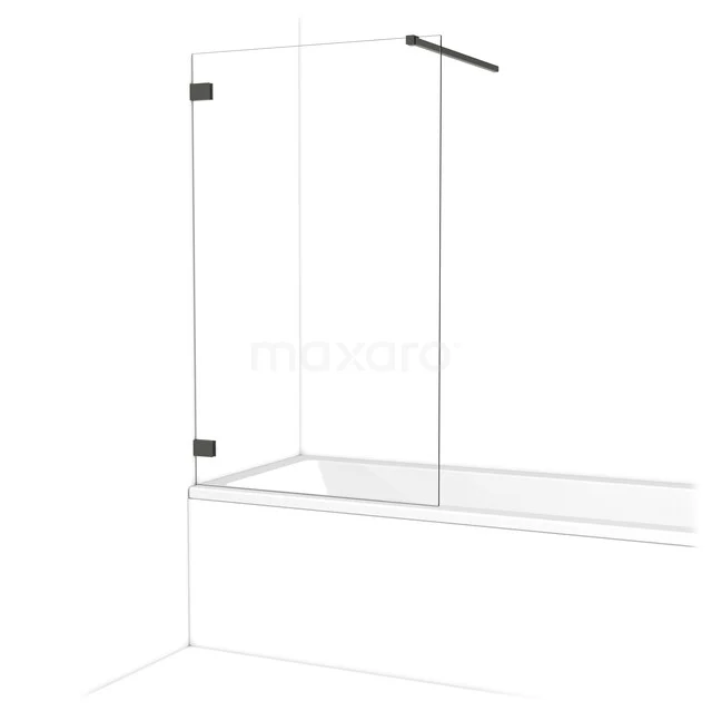 Diamant Badewannenaufsatz | 90 cm Schwarzchrom Klarglas BDA09120BC