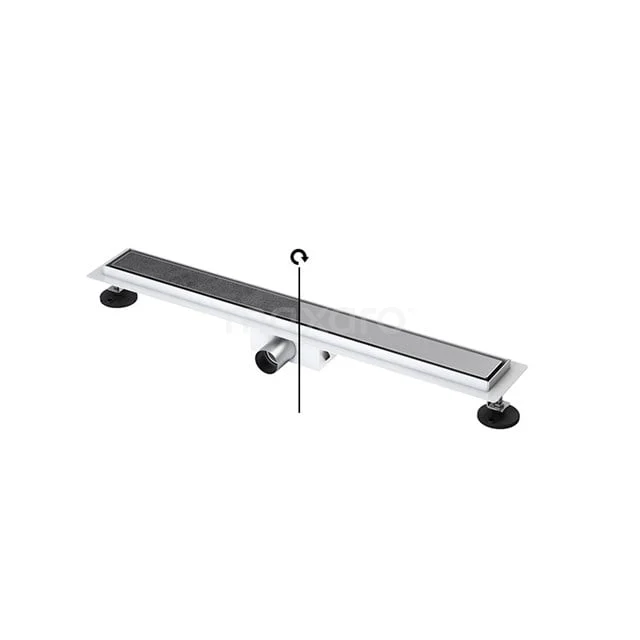 Duschrinne mit Flanschrand 70cm Fliesen- und Plattenrost Edelstahl DFG02-0700 Edelstahl Duschrinne mit schlankem Design, schwarzer Ausführung, integriertem Siphon, ideal für moderne Bäder.