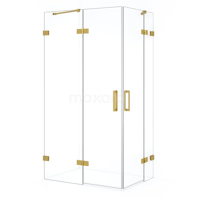 Diamond Douchecabine | 110x80 cm Goud Helder glas Draaideur Rechthoek CDD6535420GG