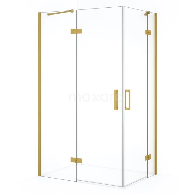 Diamond Douchecabine | 120x90 cm Goud Helder glas Draaideur Rechthoek CDD6636410GG