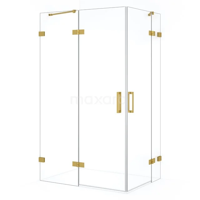 Diamond Douchecabine | 120x90 cm Goud Helder glas Draaideur Rechthoek CDD6636420GG