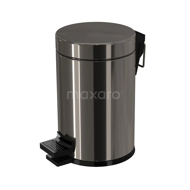 Pedal bin Radius Black Chrome with soft close for Bathroom and Toilet, 3 litres, Black chrome 200-5201BCN