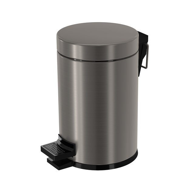 Pedaalemmer Radius Black Steel met softclose voor Badkamer en Toilet, 3 liter, Zwart Metaal 200-5201ZMN