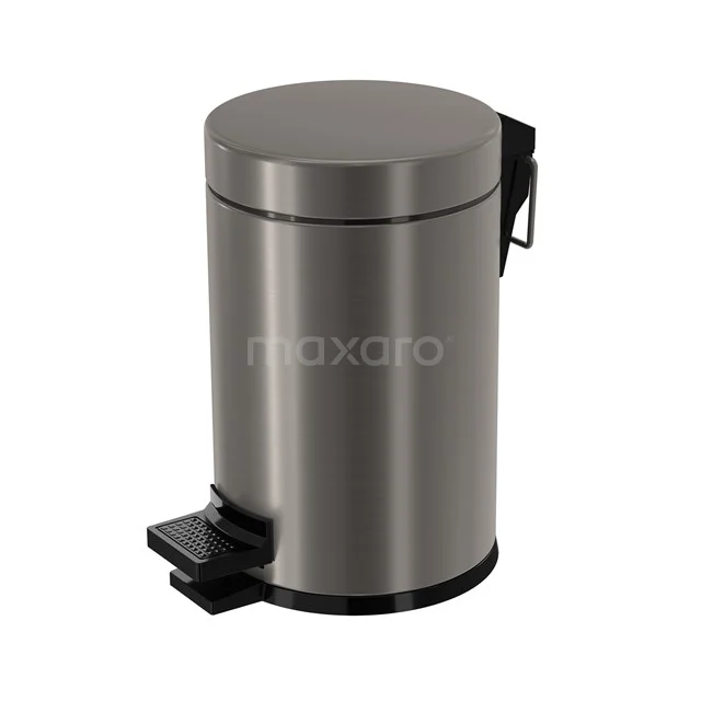 Pedal bin Radius Black Steel with soft close for Bathroom and Toilet, 3 litres, Black metal 200-5201ZMN