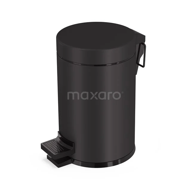Pedaalemmer Radius Black met softclose voor Badkamer en Toilet, 3 liter, Zwart 200-5201MBN